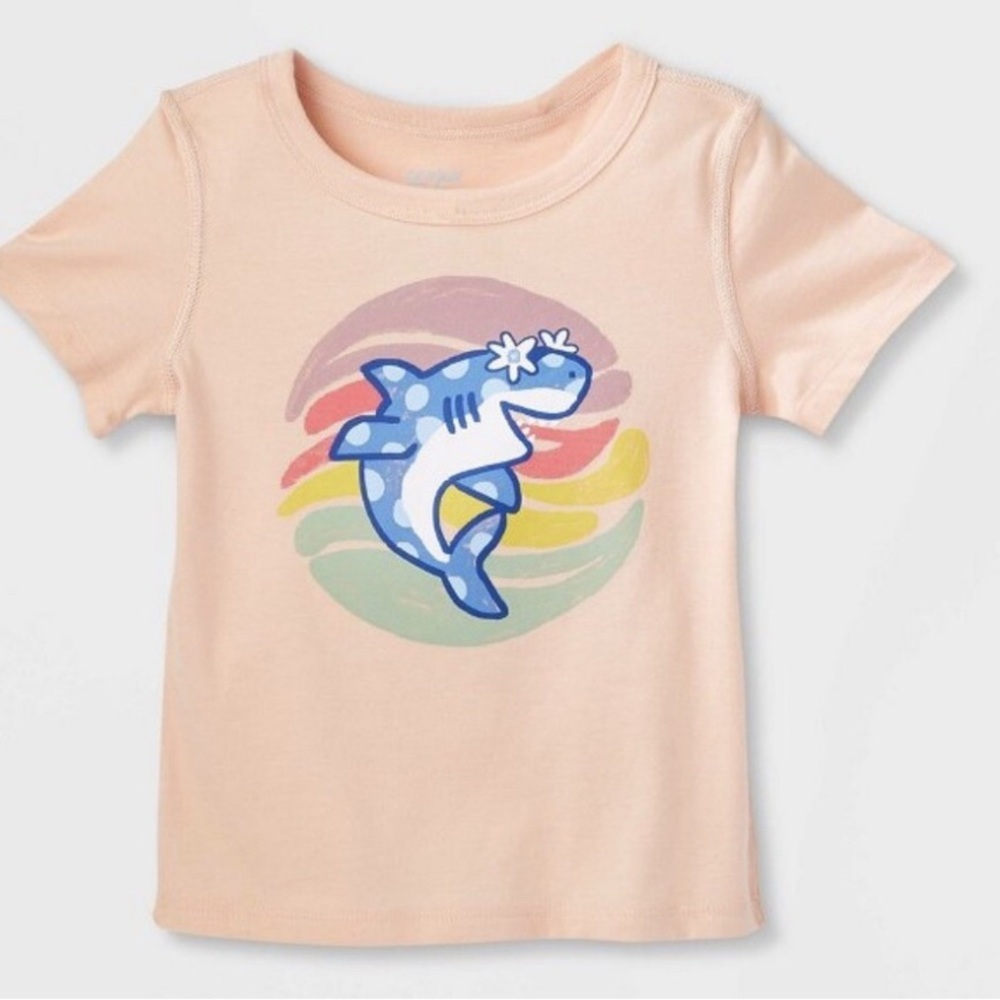 Cat & jack Peach Kids Shark Graphic Tee